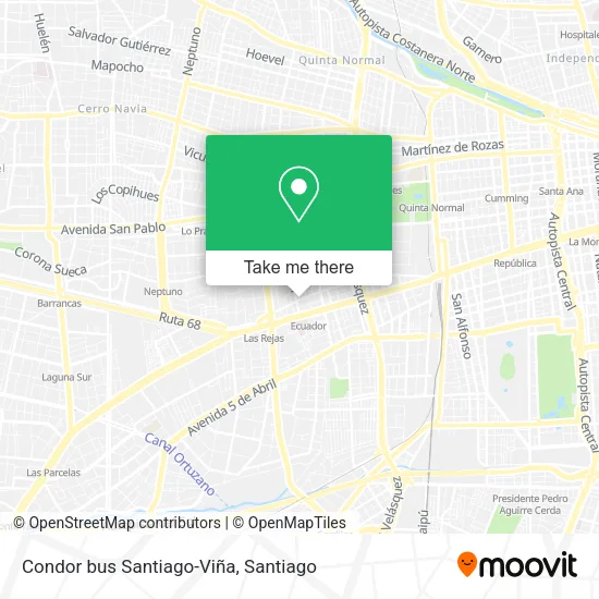 Condor bus Santiago-Viña map