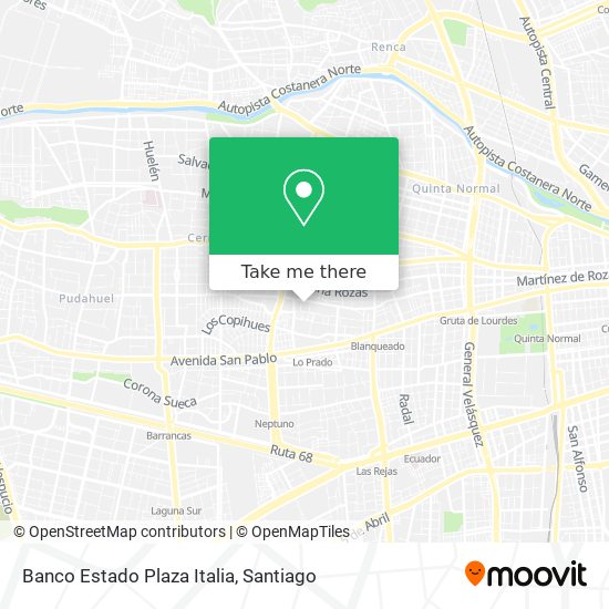Banco Estado Plaza Italia map