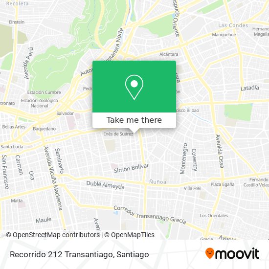 Recorrido 212 Transantiago map