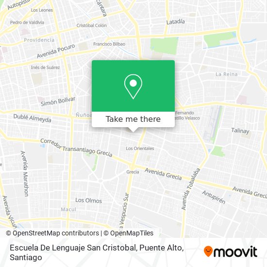 Escuela De Lenguaje San Cristobal, Puente Alto map