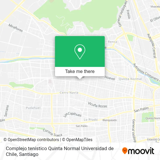 Complejo tenistico Quinta Normal Universidad de Chile map