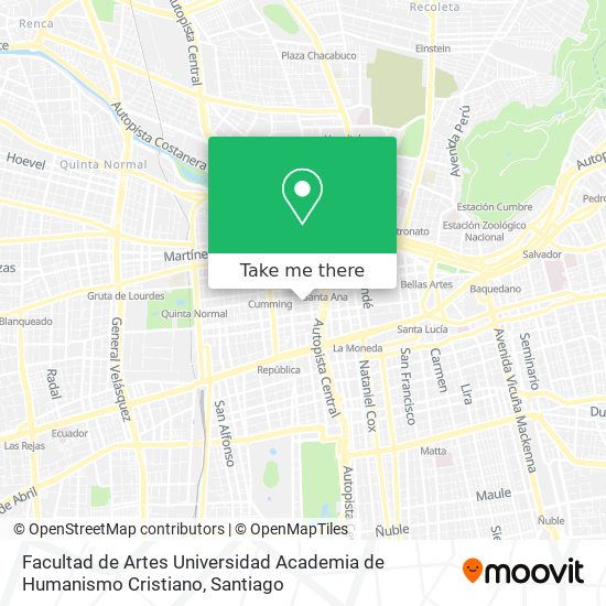 Facultad de Artes Universidad Academia de Humanismo Cristiano map