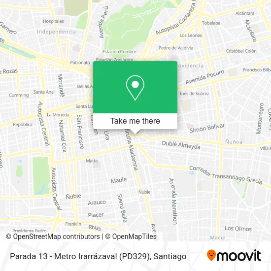 Mapa de Parada 13 - Metro Irarrázaval (PD329)