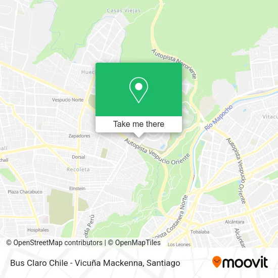 Bus Claro Chile - Vicuña Mackenna map