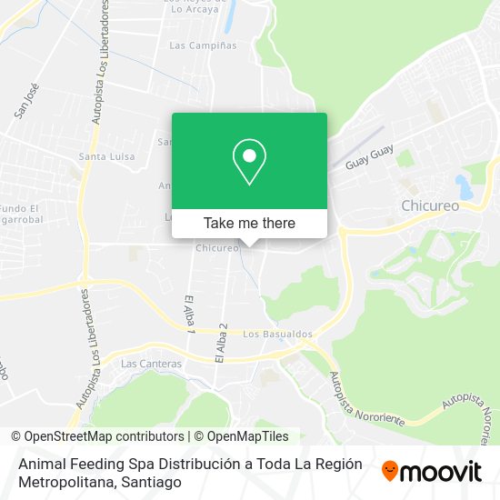 Animal Feeding Spa Distribución a Toda La Región Metropolitana map