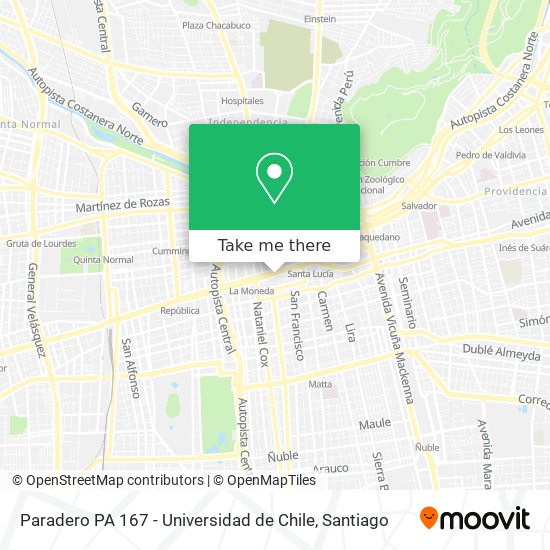 Paradero PA 167 - Universidad de Chile map