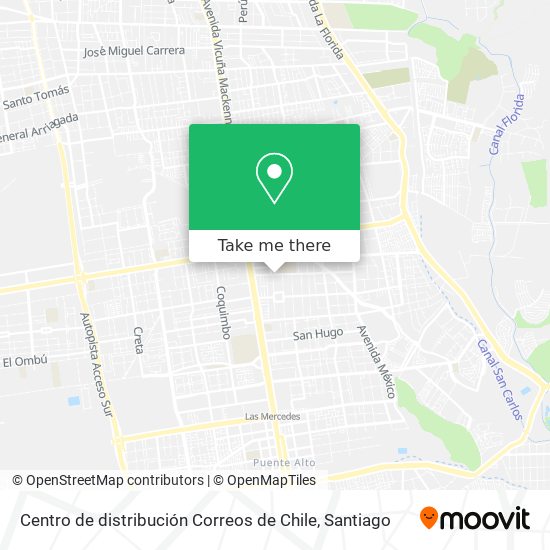 Mapa de Centro de distribución Correos de Chile