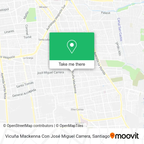 Vicuña Mackenna Con José Miguel Carrera map