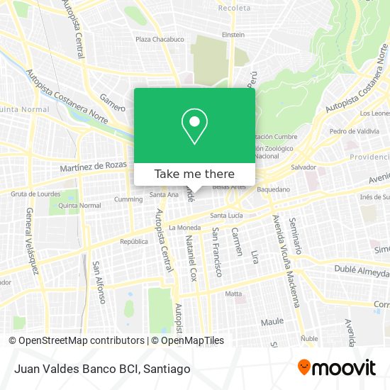 Juan Valdes Banco BCI map
