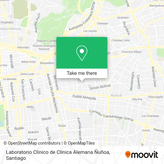 Laboratorio Clinico de Clinica Alemana Ñuñoa map
