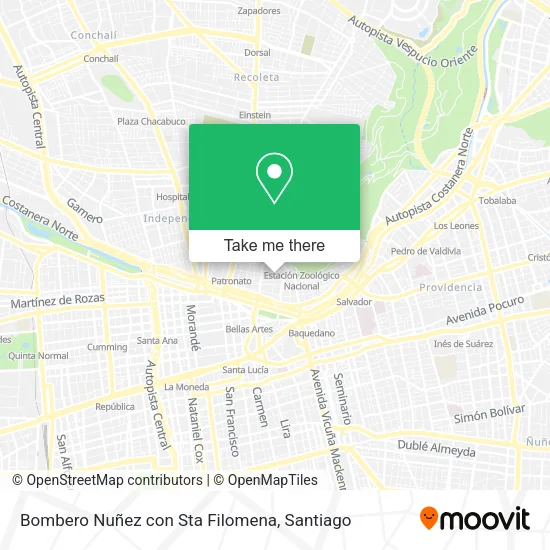 Bombero Nuñez con Sta Filomena map