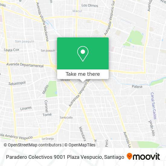 Mapa de Paradero Colectivos 9001 Plaza Vespucio