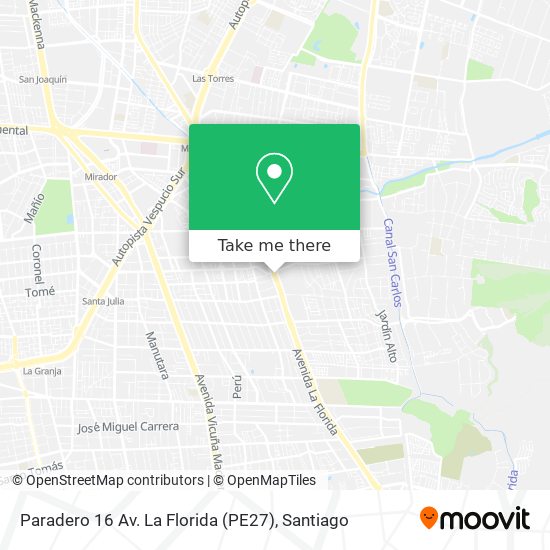 Mapa de Paradero 16 Av. La Florida (PE27)