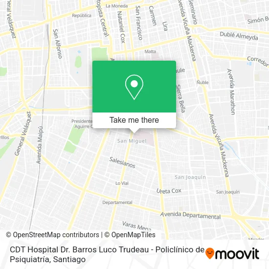 CDT Hospital Dr. Barros Luco Trudeau - Policlínico de Psiquiatría map