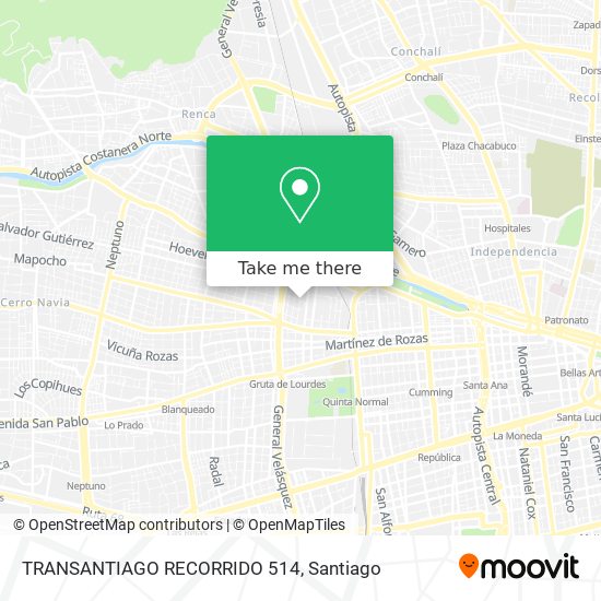 TRANSANTIAGO RECORRIDO 514 map