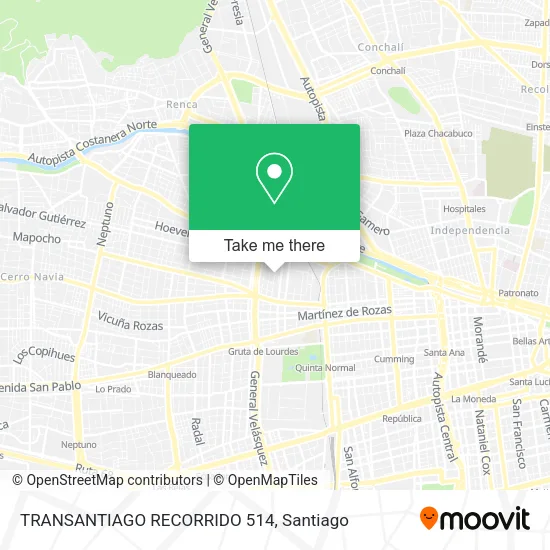 TRANSANTIAGO RECORRIDO 514 map