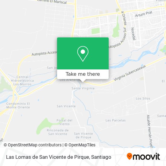 Las Lomas de San Vicente de Pirque map