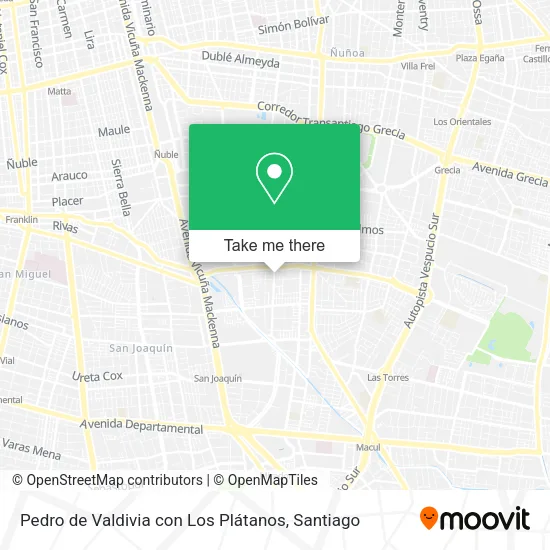 Pedro de Valdivia con Los Plátanos map