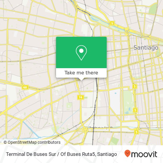 Mapa de Terminal De Buses Sur / Of Buses Ruta5