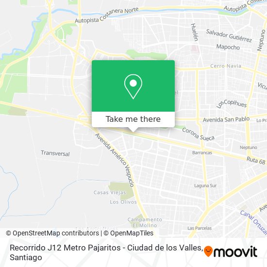 Recorrido J12 Metro Pajaritos - Ciudad de los Valles map