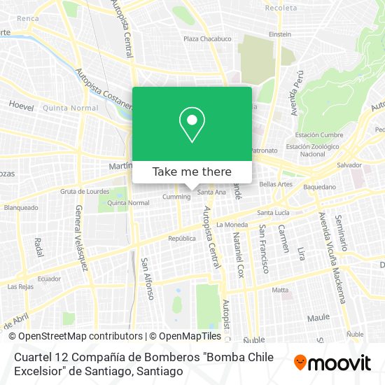 Cuartel 12 Compañía de Bomberos "Bomba Chile Excelsior" de Santiago map