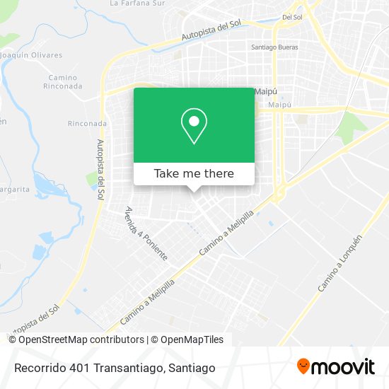 Recorrido 401 Transantiago map