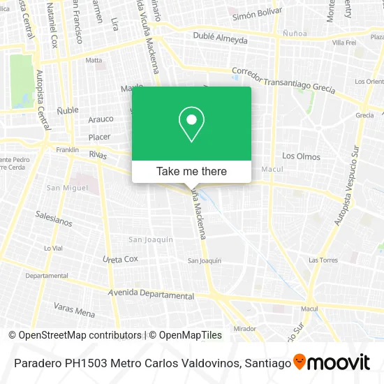 Paradero PH1503 Metro Carlos Valdovinos map