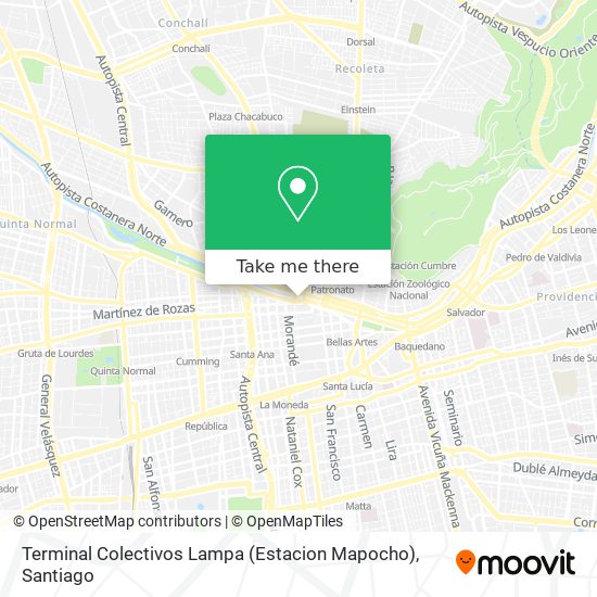 Mapa de Terminal Colectivos Lampa (Estacion Mapocho)