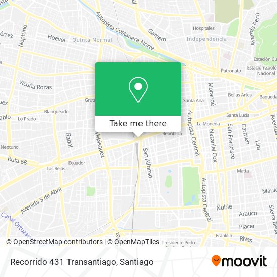 Recorrido 431 Transantiago map