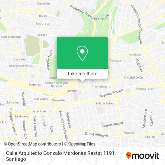 Mapa de Calle Arquitecto Gonzalo Mardones Restat 1191