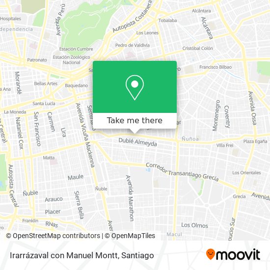 Irarrázaval con Manuel Montt map