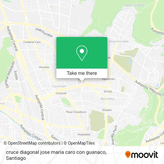 cruce diagonal jose maria caro con guanaco map