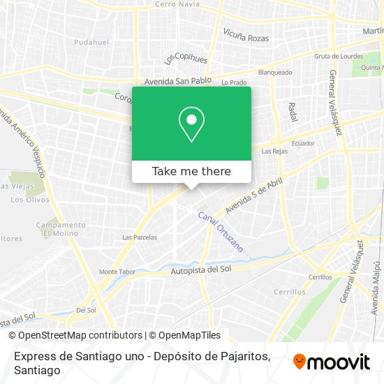 Express de Santiago uno - Depósito de Pajaritos map