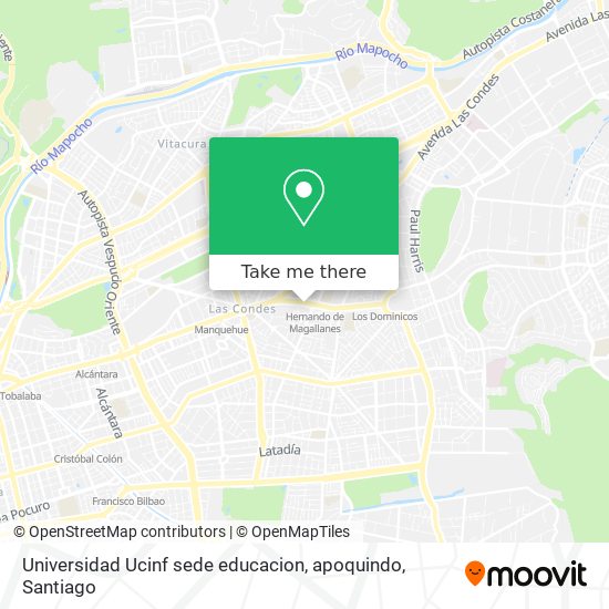 Universidad Ucinf sede educacion, apoquindo map