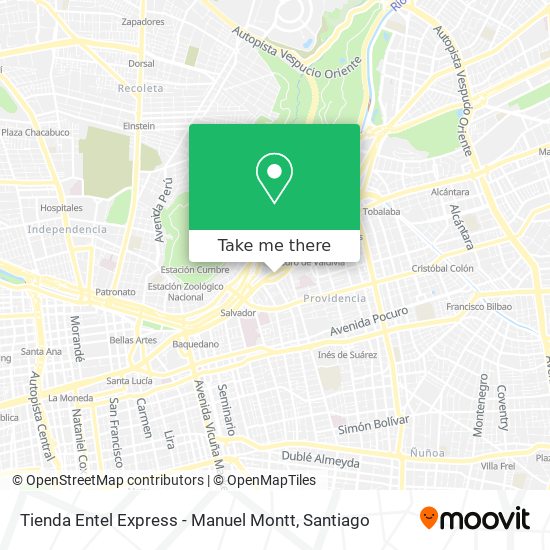 Tienda Entel Express - Manuel Montt map
