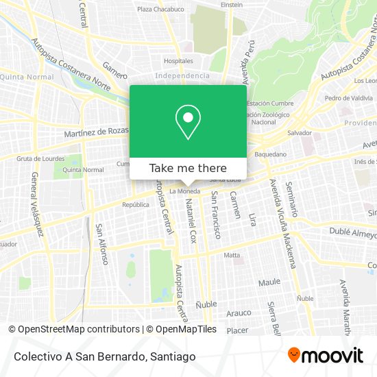 Colectivo A San Bernardo map