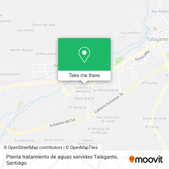 Mapa de Planta tratamiento de aguas servidas Talagante