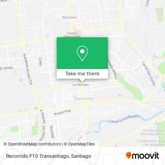 Recorrido F10 Transantiago map