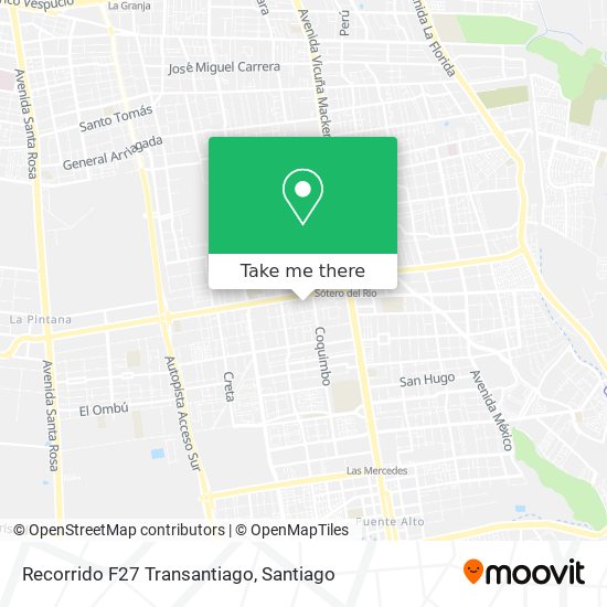 Recorrido F27 Transantiago map