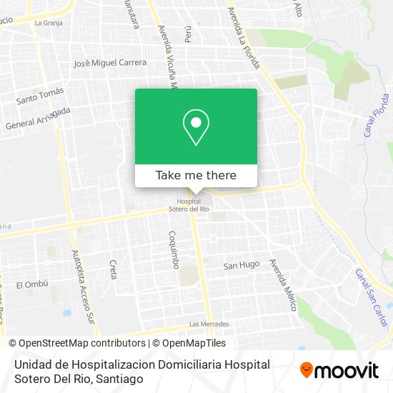 Mapa de Unidad de Hospitalizacion Domiciliaria Hospital Sotero Del Rio