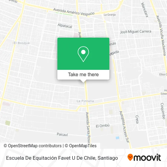 Mapa de Escuela De Equitación Favet U De Chile