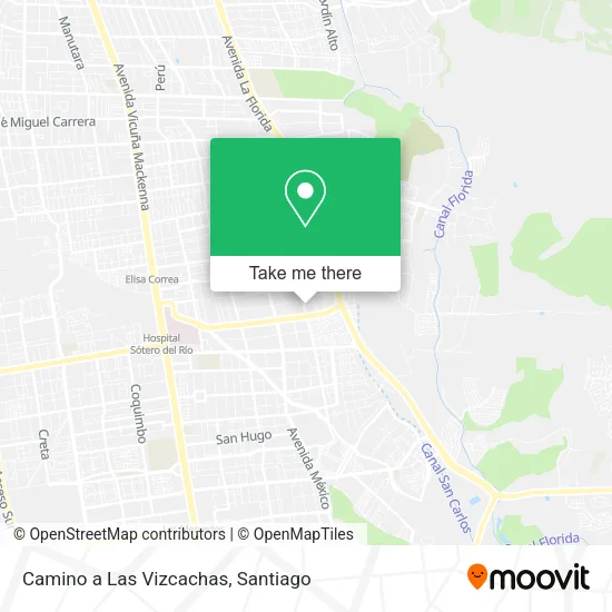 Camino a Las Vizcachas map