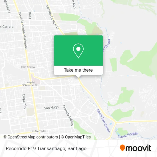 Recorrido F19 Transantiago map