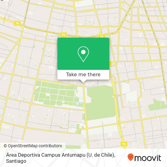 Mapa de Área Deportiva Campus Antumapu (U. de Chile)