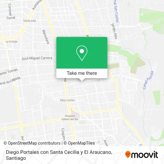 Diego Portales con Santa Cecilia y El Araucano map