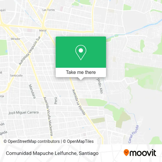 Comunidad Mapuche Lelfunche map