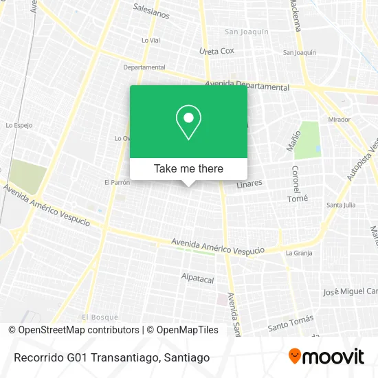 Recorrido G01 Transantiago map