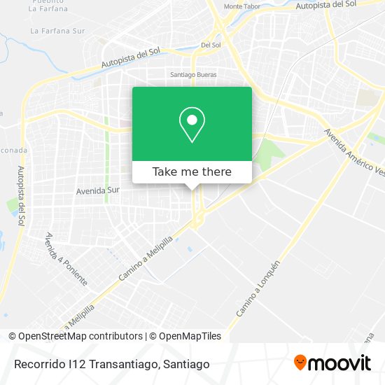 Recorrido I12 Transantiago map