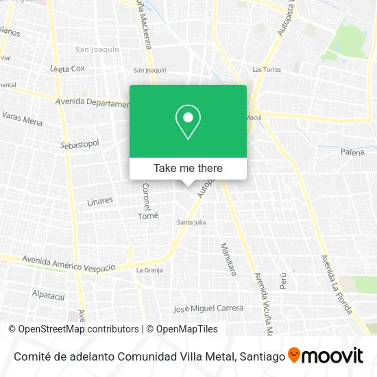 Comité de adelanto Comunidad Villa Metal map