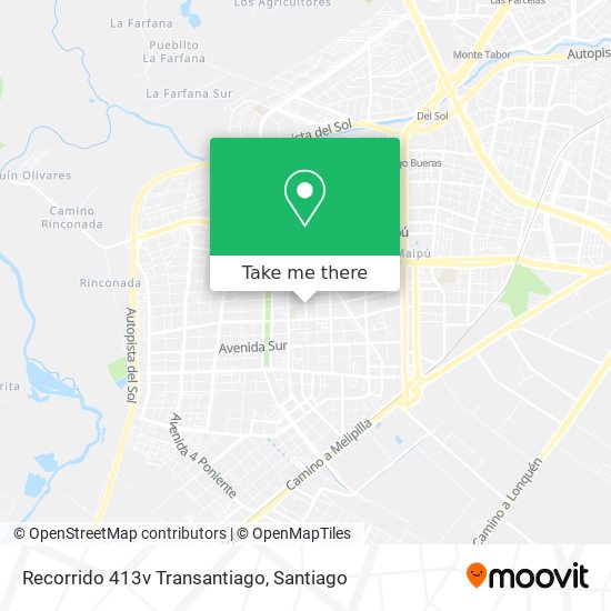 Recorrido 413v Transantiago map